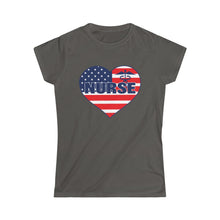 Load image into Gallery viewer, &quot;Nurse&quot; American Flag Heart Women&#39;s Tee