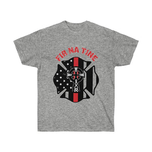 "Fir Na Tine" Celtic Cross Red Line Heritage Men's T-Shirt