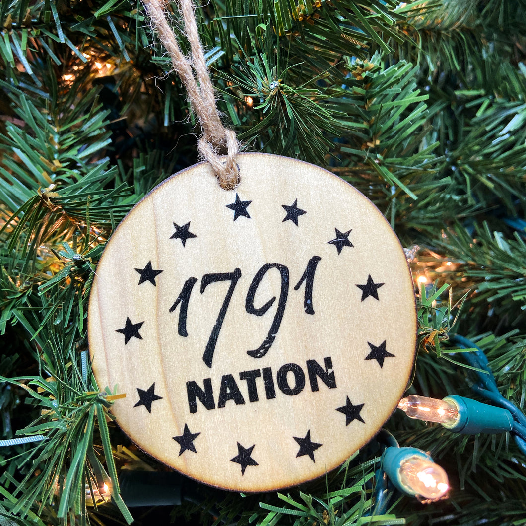 1791 Nation Logo Wooden Ornament, USA Made