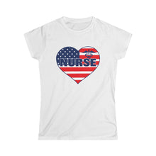 Load image into Gallery viewer, &quot;Nurse&quot; American Flag Heart Women&#39;s Tee