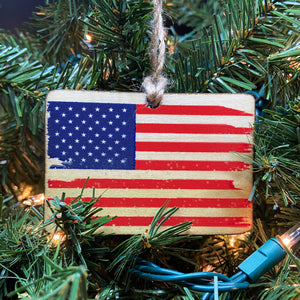 American Flag Wooden Ornament, USA Made