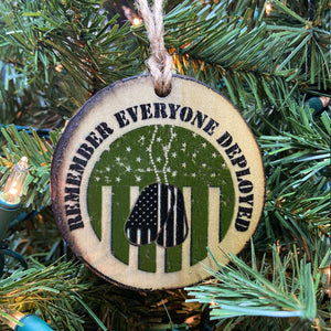 "Remember Everyone Deployed" Wooden Christmas Ornament, USA Made