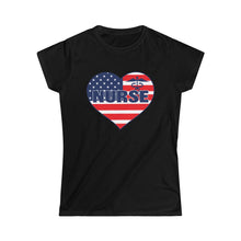 Load image into Gallery viewer, &quot;Nurse&quot; American Flag Heart Women&#39;s Tee